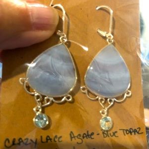 Crazy lace blue topaz sterling earrings